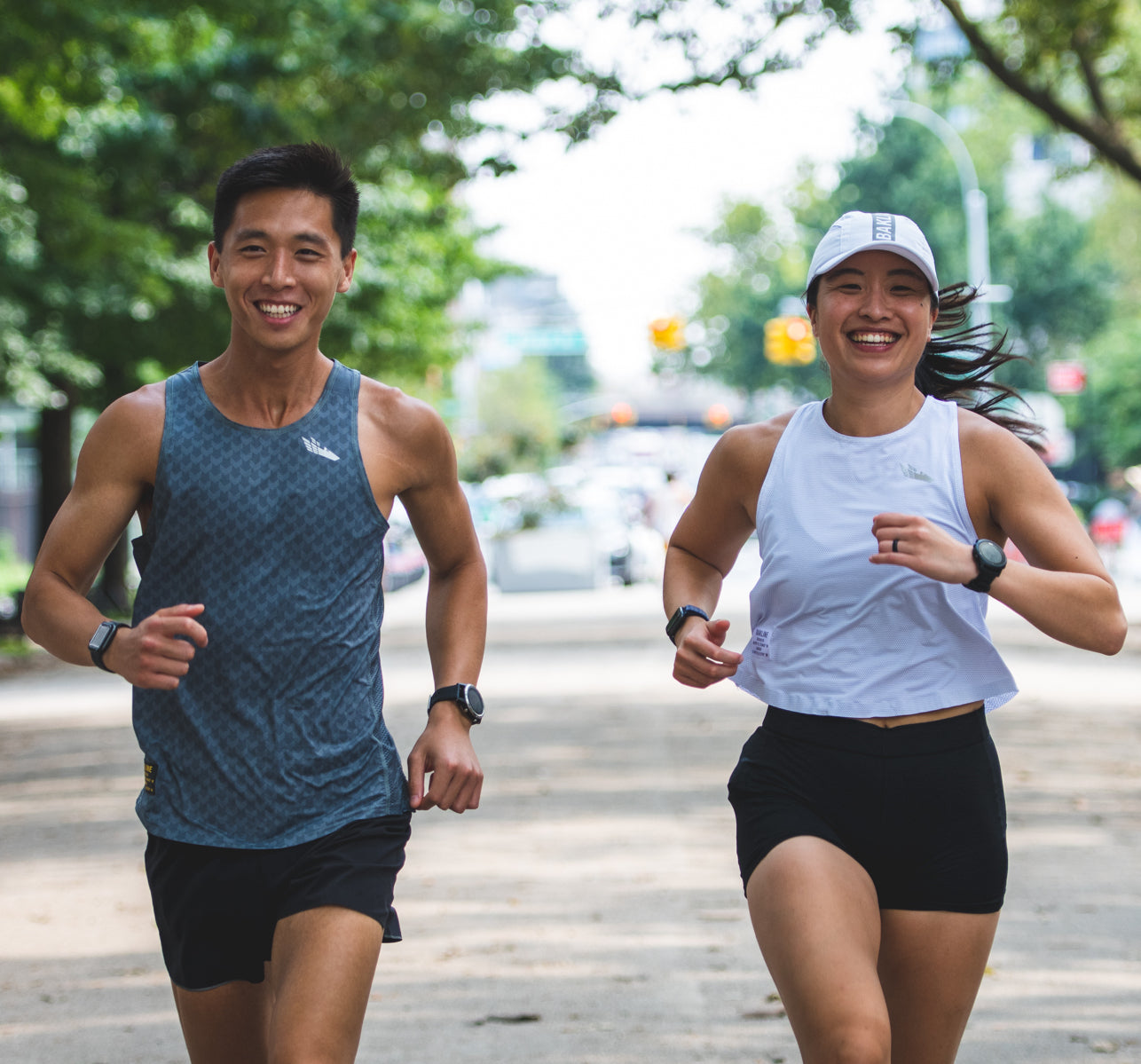 Two people running