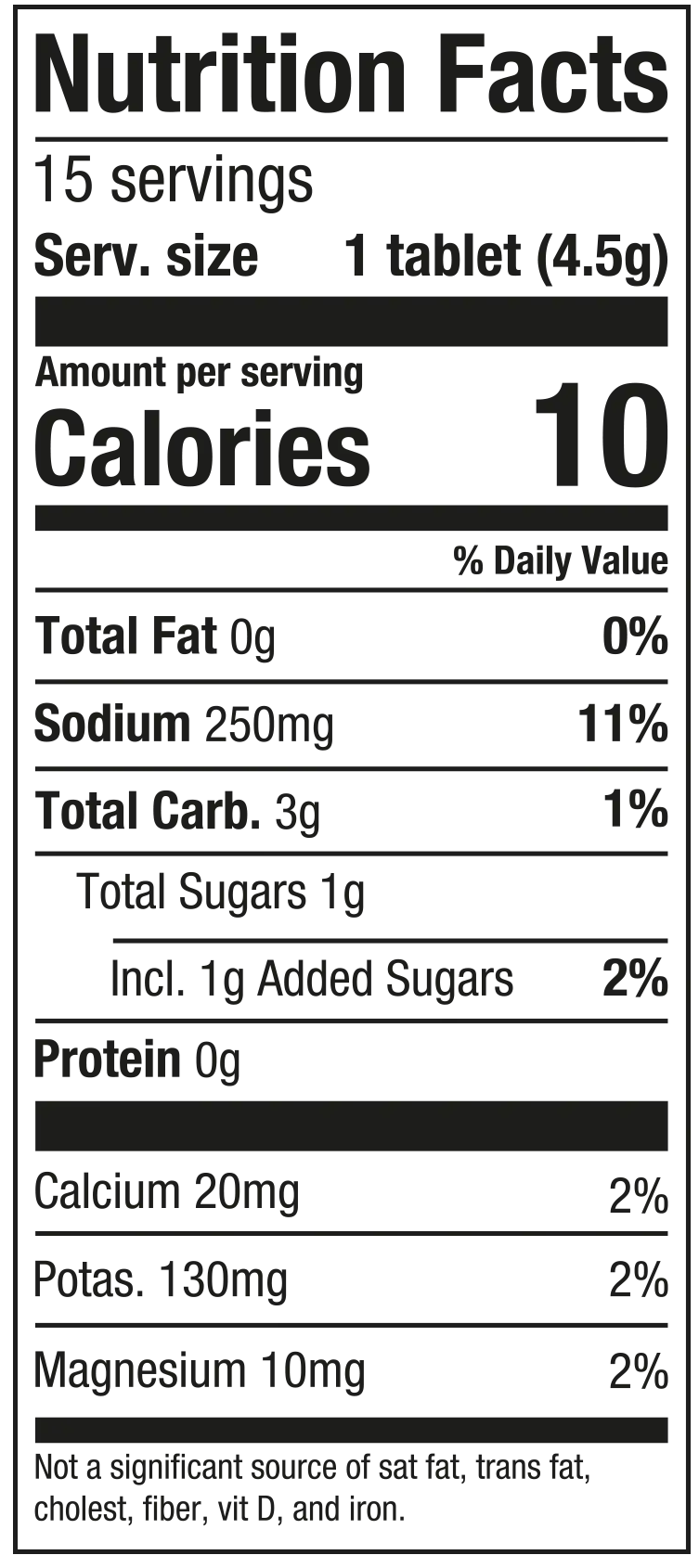 Nutrition facts label for a product with detailed information on calories, fat, sodium, carbs, sugars, proteins, and vitamins.